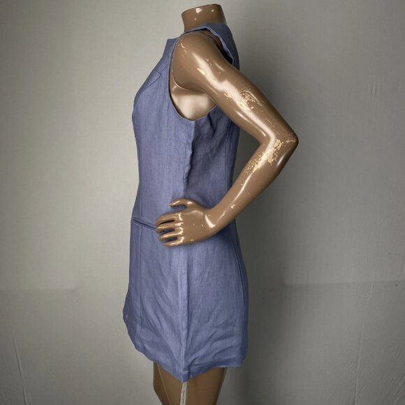 Reformation Women’s Citron Linen Mini Dress Size 2 Cornflower Blue Sleeveless - Picture 9 of 11